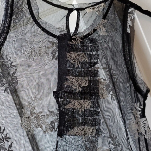 DANIEL RAINN EMBROIDERED SHEER FLORAL MESH SLEEVELESS TOP SMALL - Picture 4 of 9